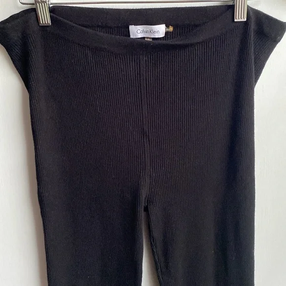 Calvin Klein Black Sweater Leggings Pants Ribbed Stretch material size Large - Picture 4 of 7